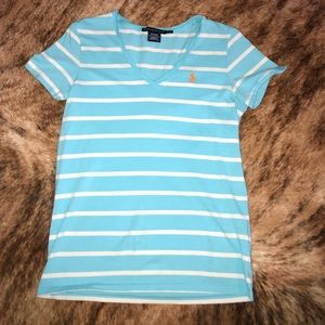 Baby Blue Polo Ralph Lauren Women’s Tee Medium